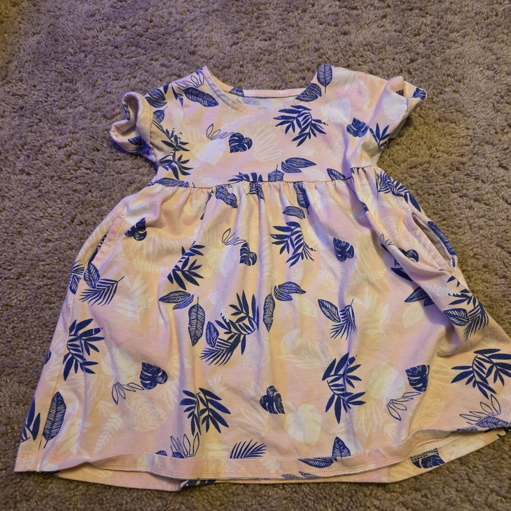 Floral Pink and Blue Kids Dress